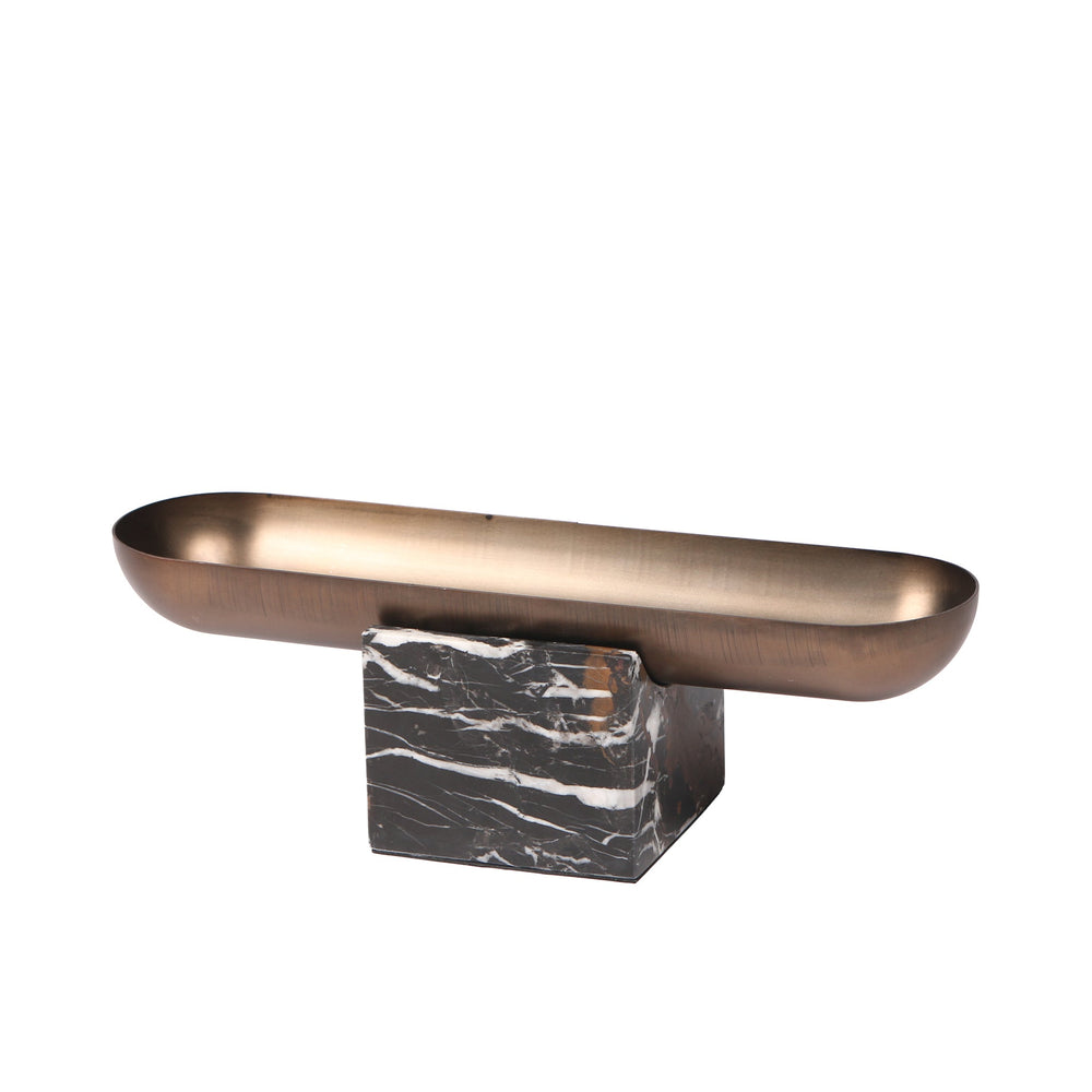 Marble Base Steel Tray | Brown | Myka Home