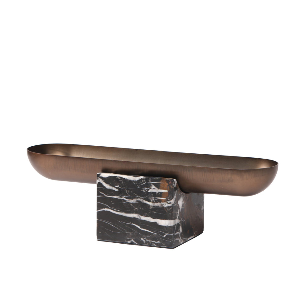 Marble Base Steel Tray | Brown | Myka Home - View 4
