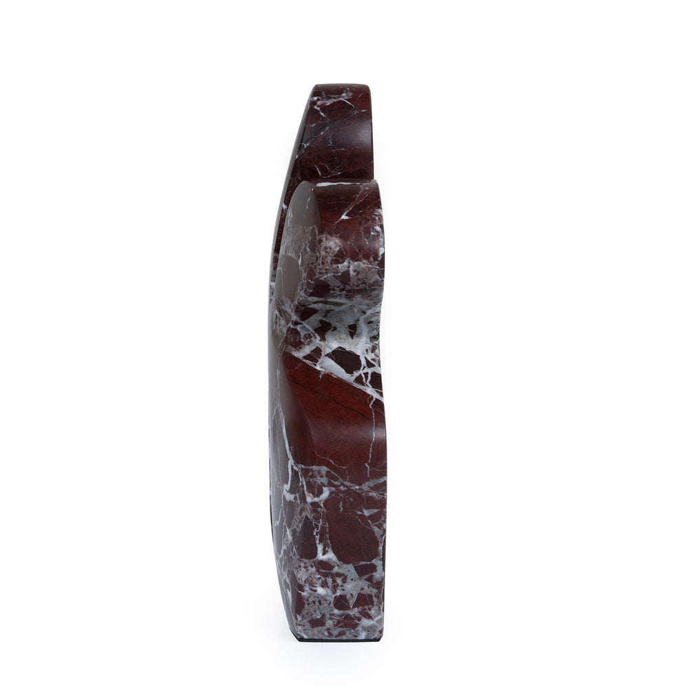 Carved Marble Accent Sculpture | Dark Red Ochre | Myka Home - View 3