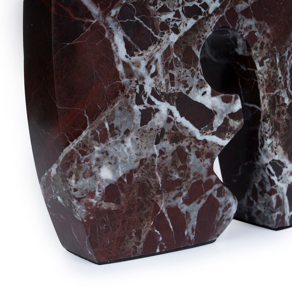 Carved Marble Accent Sculpture | Dark Red Ochre | Myka Home - View 4