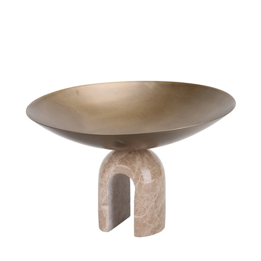 Arc Pedestal Metal Large Tray | Antique Brass | Myka Home
