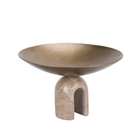 Arc Pedestal Metal Large Tray | Antique Brass | Myka Home