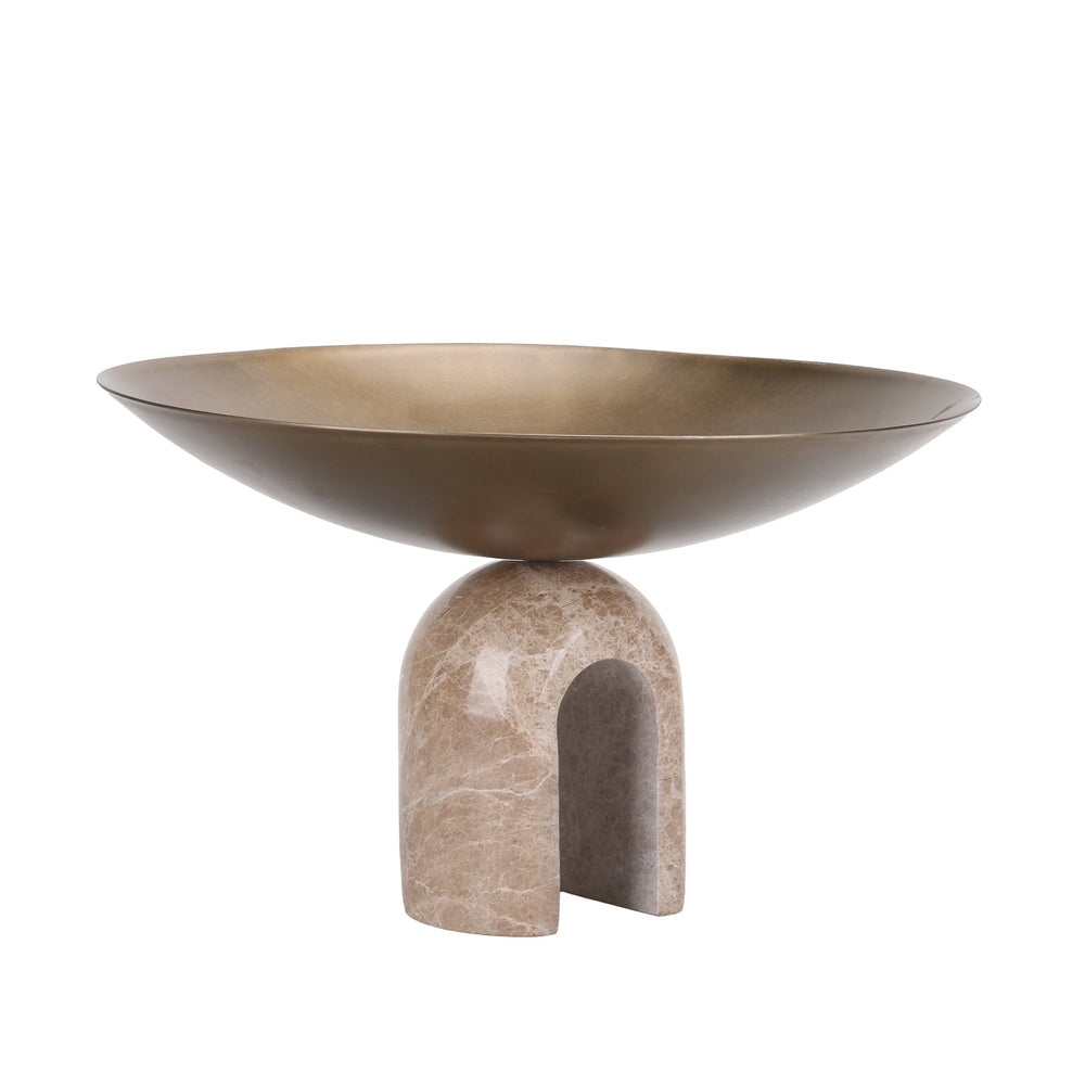 Arc Pedestal Metal Large Tray | Antique Brass | Myka Home - View 3