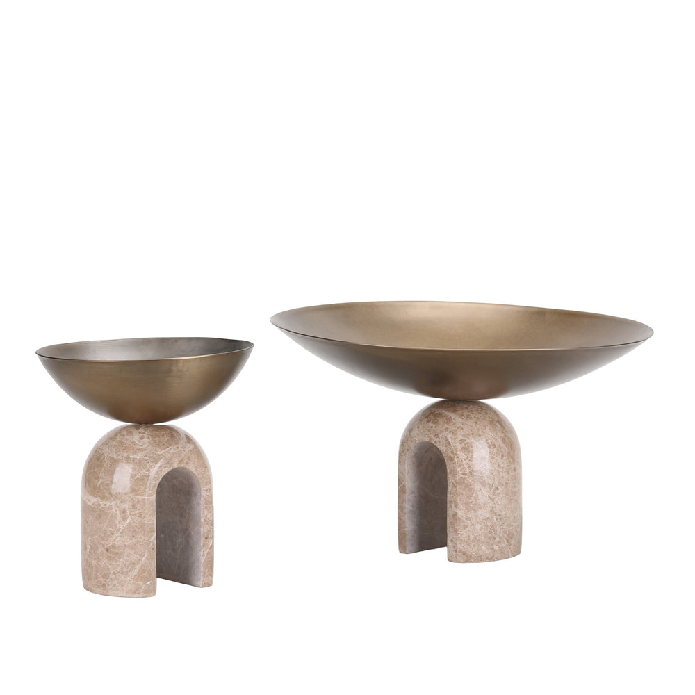 Arc Pedestal Metal Large Tray | Antique Brass | Myka Home - View 5