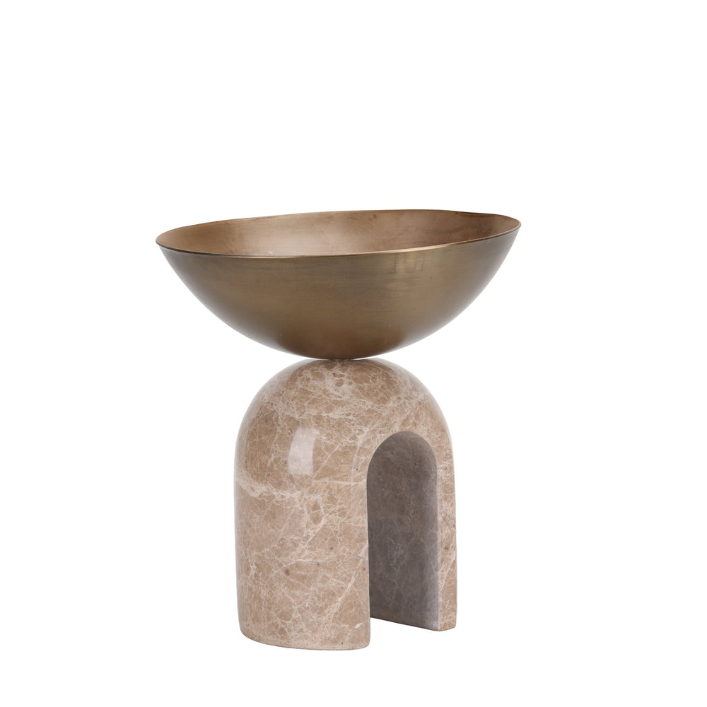 Arc Pedestal Metal Small Tray | Antique Brass | Myka Home - View 2