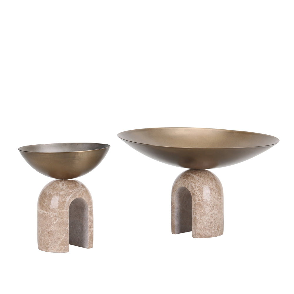 Arc Pedestal Metal Small Tray | Antique Brass | Myka Home - View 5