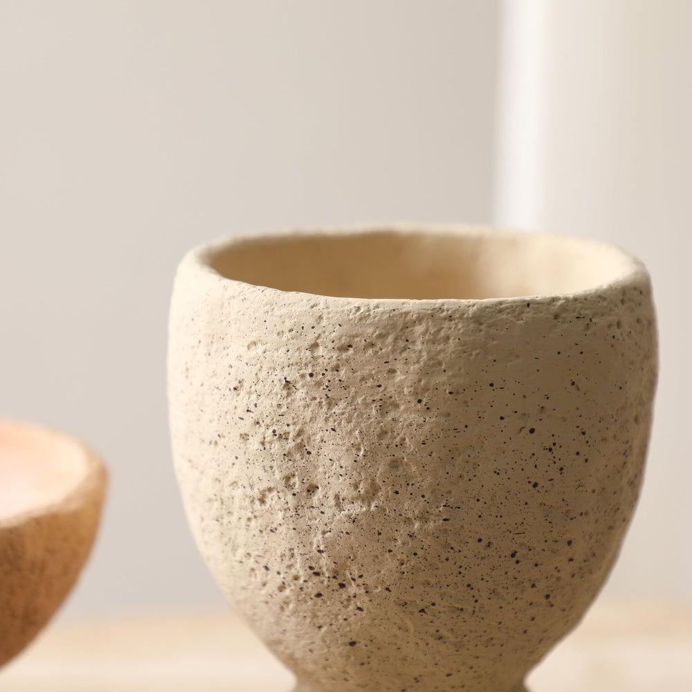 Coarse Grain Cement Pot A | Beige | Myka Home - View 2