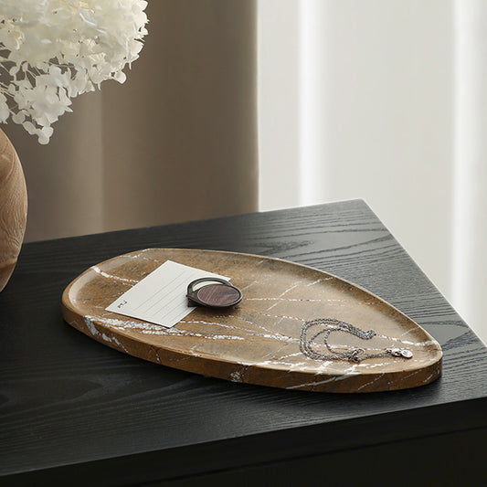 Leaf Shaped Marble Plate | Coffee | Myka Home