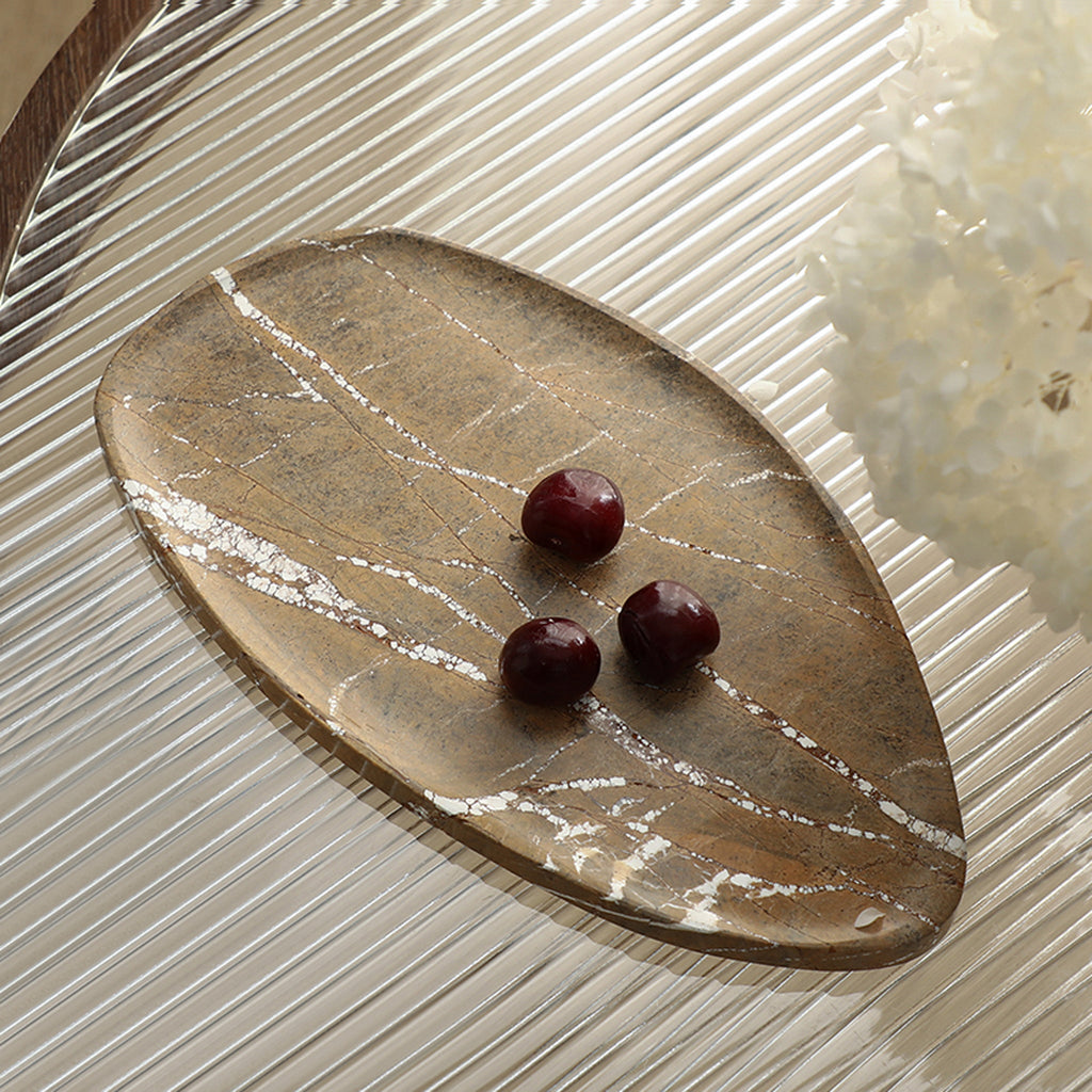 Leaf Shaped Marble Plate | Coffee | Myka Home