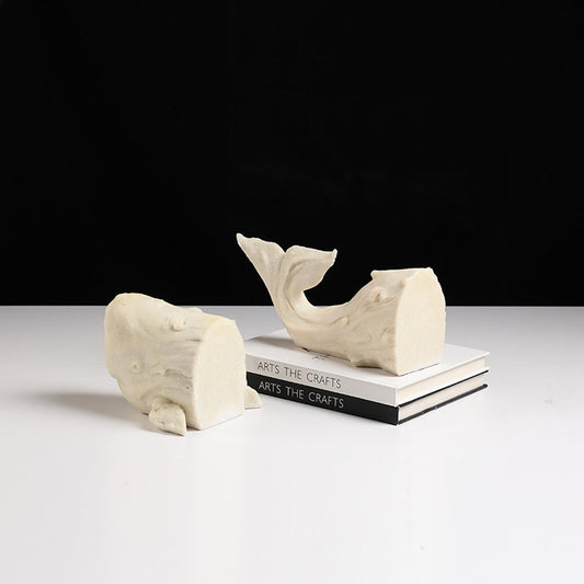 Sandstone Whale Bookend | White | Myka Home