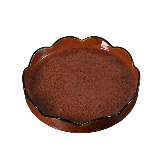 Round Glaze Ceramic Tray | Red | Myka Home