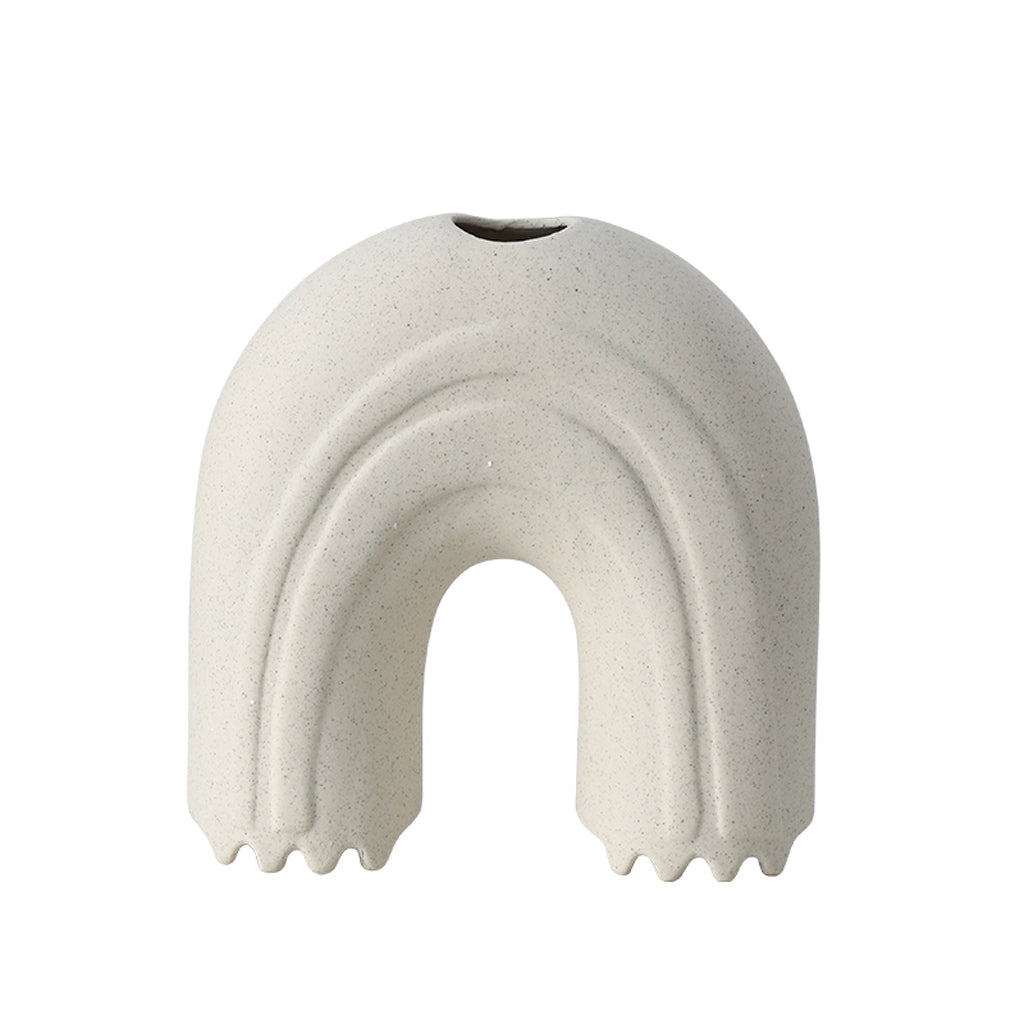 Ceramic Curved Arch Ornament | White | Myka Home