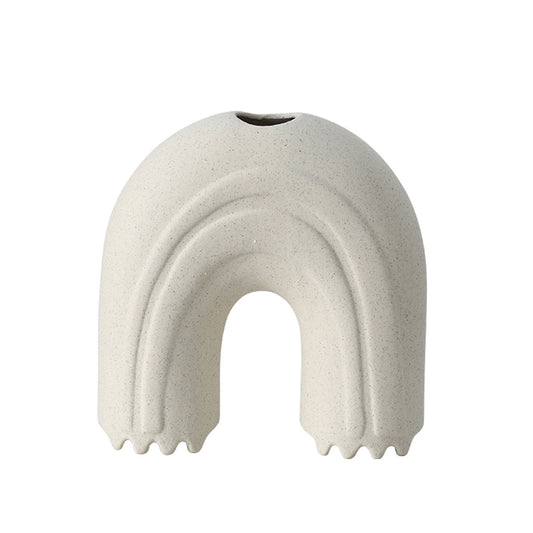Ceramic Curved Arch Ornament | White | Myka Home