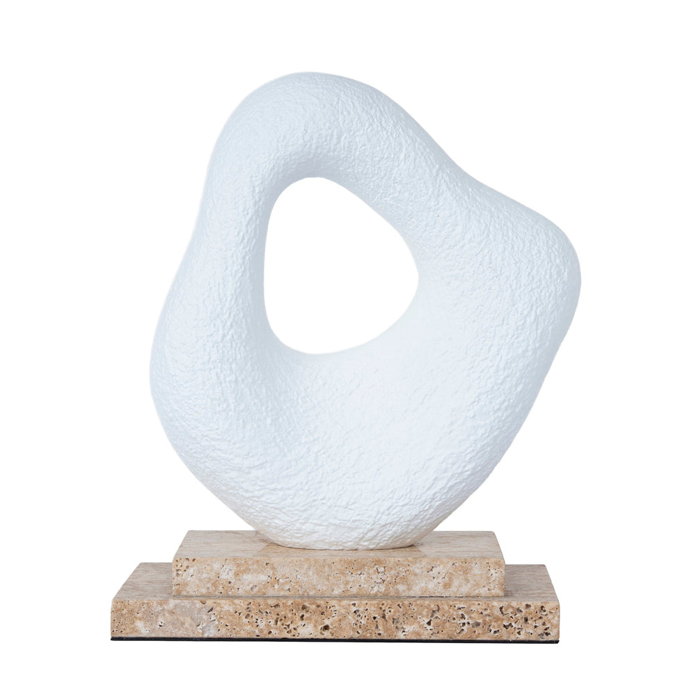 Organic Shape Marble Sculpture | Clay White | Myka Home - View 2