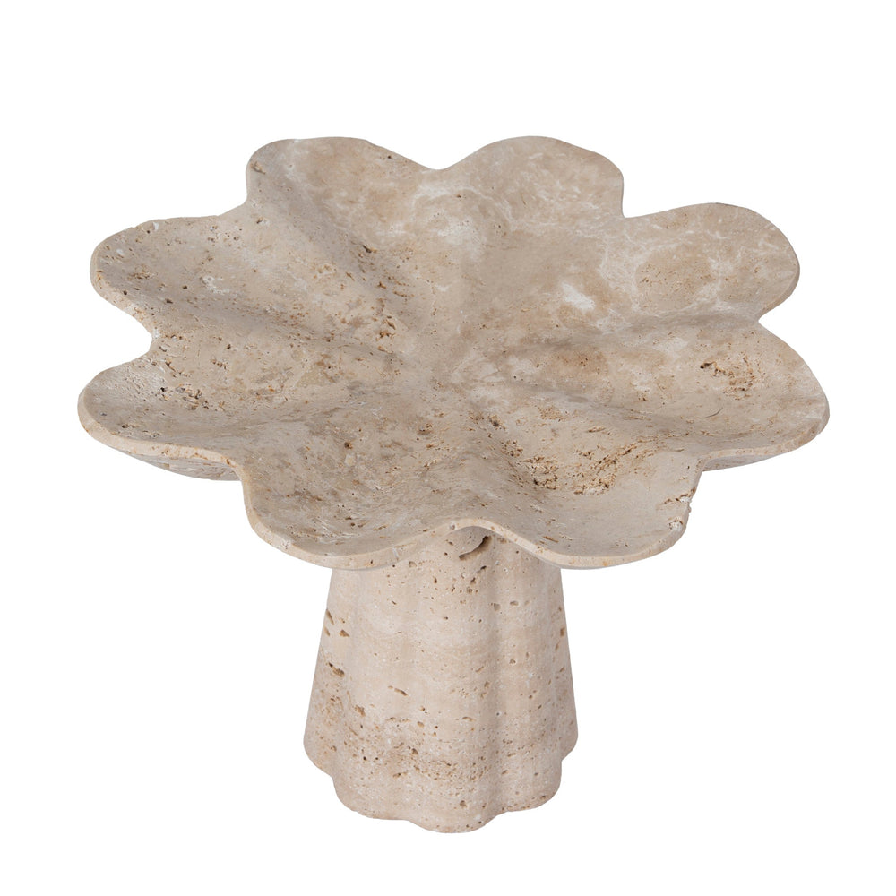 Petal Shaped Travertine Vase | Beige | Myka Home - View 2