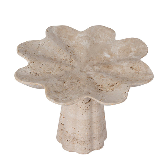 Petal Shaped Travertine Vase | Beige | Myka Home