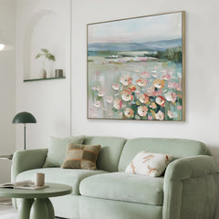 100 x 100cm Framed Canvas | Natural | Myka Home