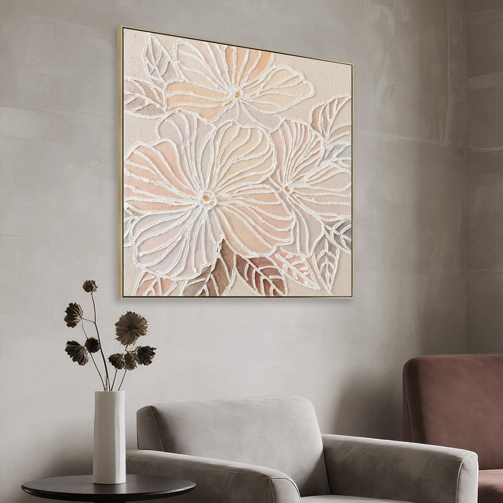 80 x 80cm Framed Canvas | Natural | Myka Home - View 3