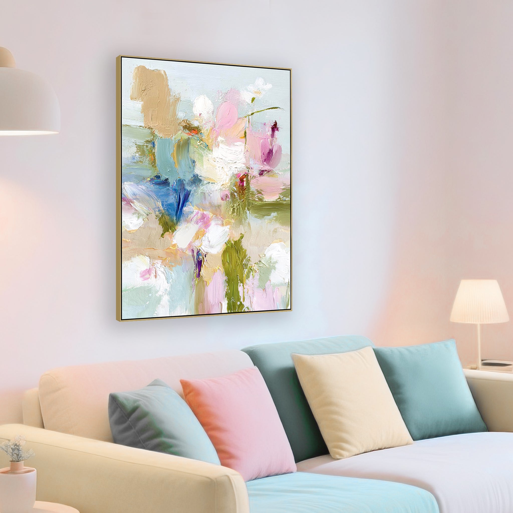90 X 120CM Framed Canvas | Light Natural | Myka Home