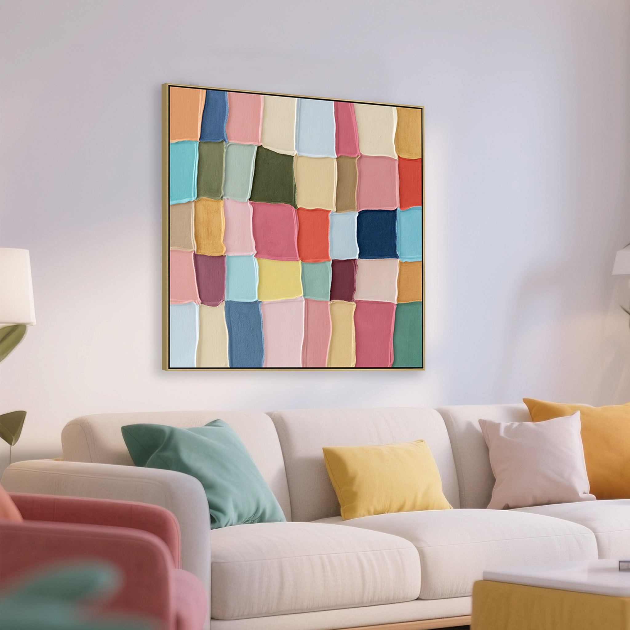 100 X 100CM Framed Canvas | Light Natural | Myka Home