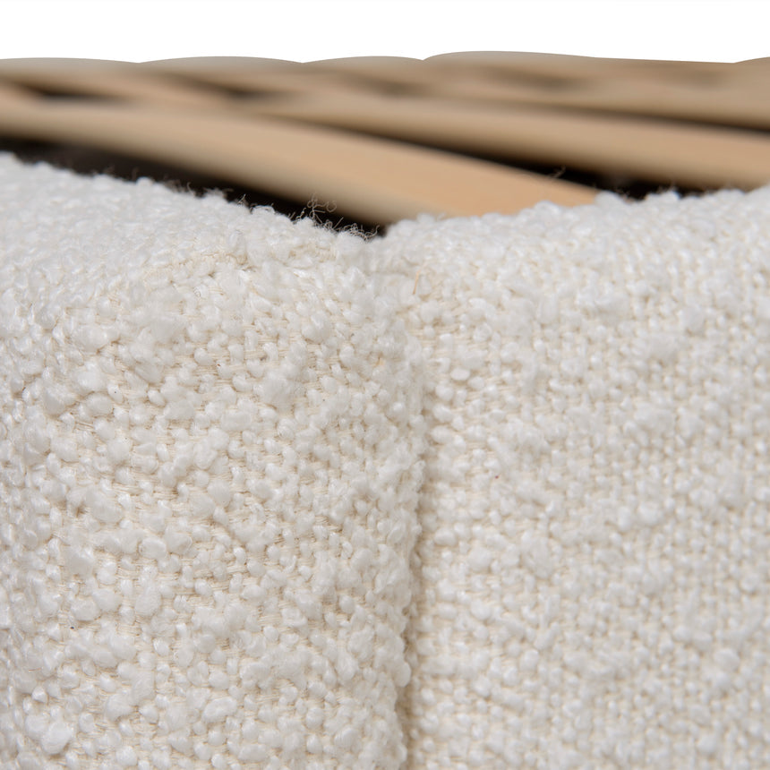 Queen Sized Bed Frame - Antique White Boucle with Storage - View 8