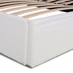 CBD10000-YO King Sized Bed Frame - Antique White Boucle with Storage