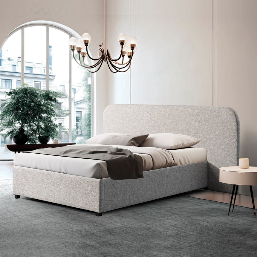 Clay Grey Queen Bed | Timber Storage | Myka Home - View 2