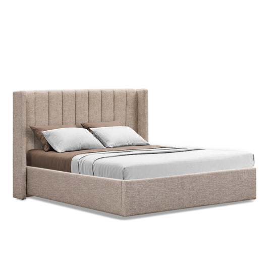 King Wide Base Bed Frame | Pale Beige | Myka Home