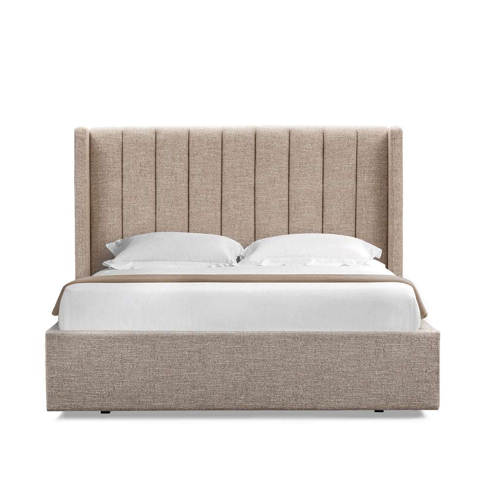 King Wide Base Bed Frame | Pale Beige | Myka Home - View 2