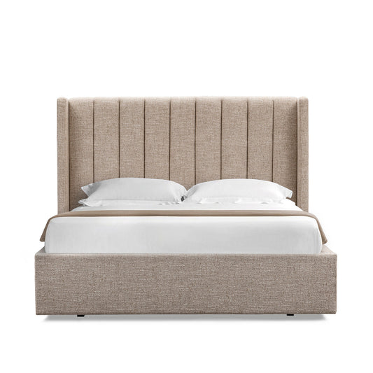 King Wide Base Bed Frame | Pale Beige | Myka Home