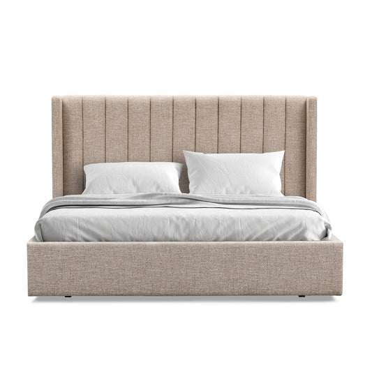 Queen Wide Base Bed Frame | Pale Beige | Myka Home