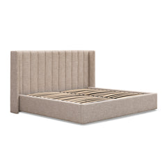 Queen Wide Base Bed Frame | Pale Beige | Myka Home