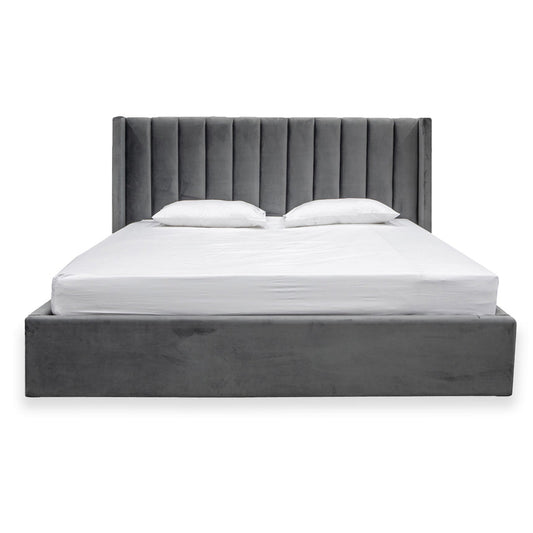 CBD8095-MI King Bed Frame - Wide Base in Charcoal Velvet
