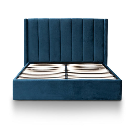CBD6023-YO King Bed Frame - Teal Navy Velvet with Storage
