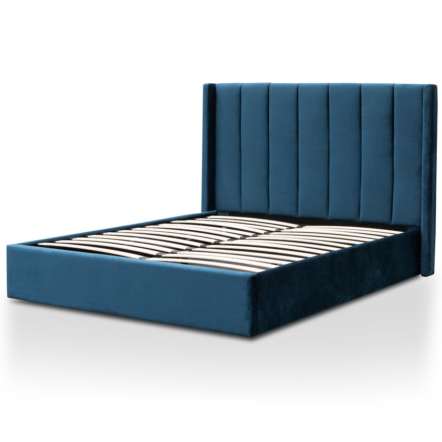 Monaco King Bed Frame | Teal Navy Velvet Storage | Myka Home
