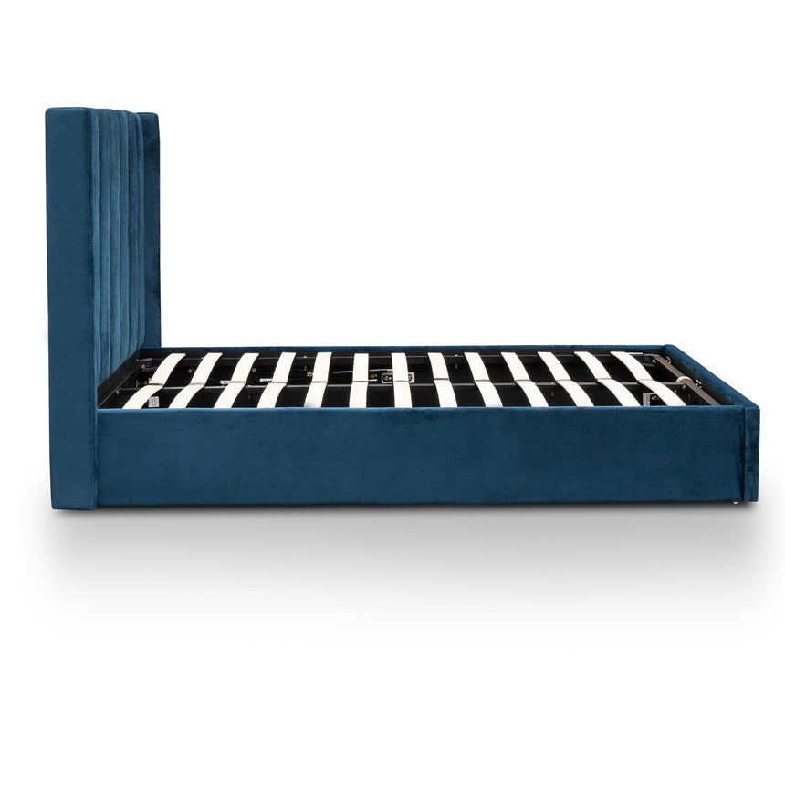 Monaco King Bed Frame | Teal Navy Velvet Storage | Myka Home - View 3