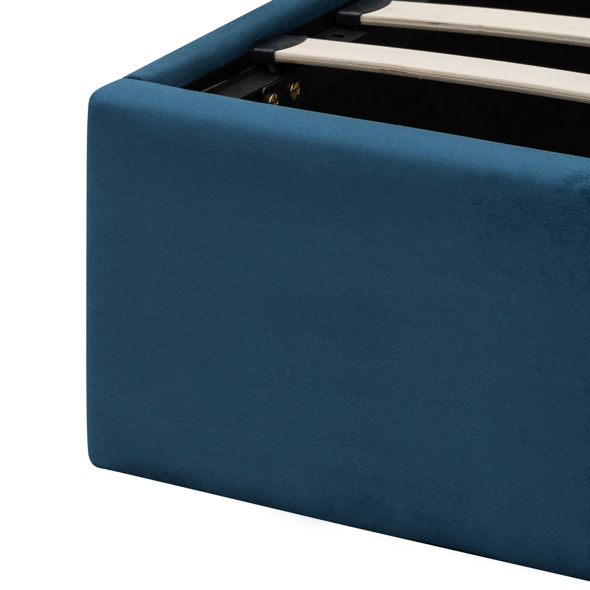 Monaco King Bed Frame | Teal Navy Velvet Storage | Myka Home - View 5