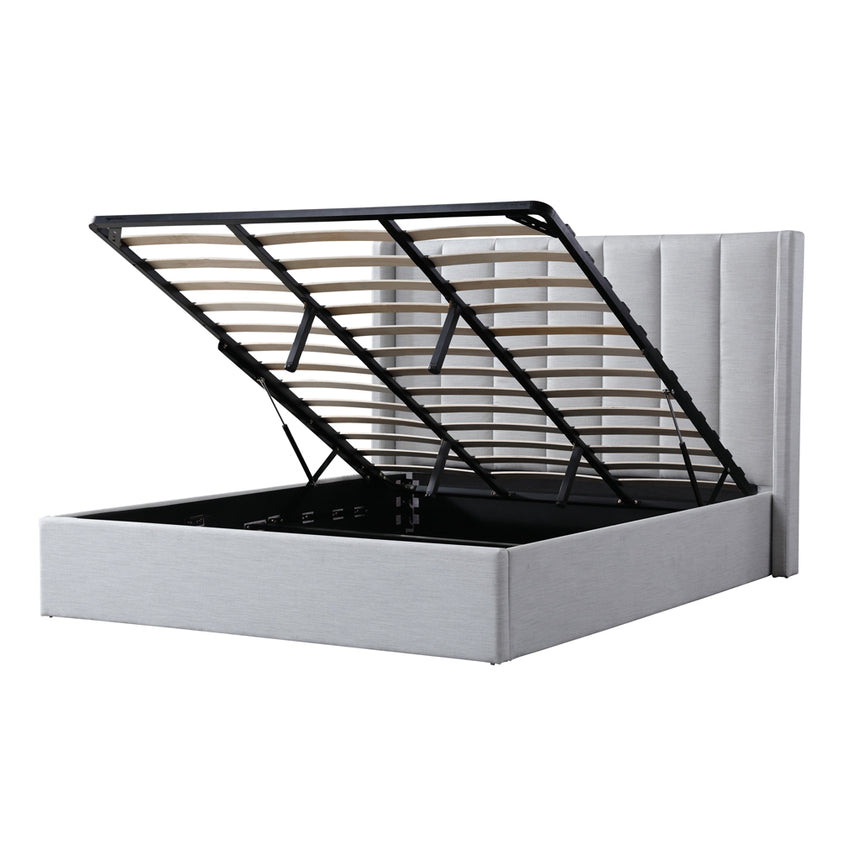 Florence King Bed Frame | Pearl Grey Storage | Myka Home - View 6