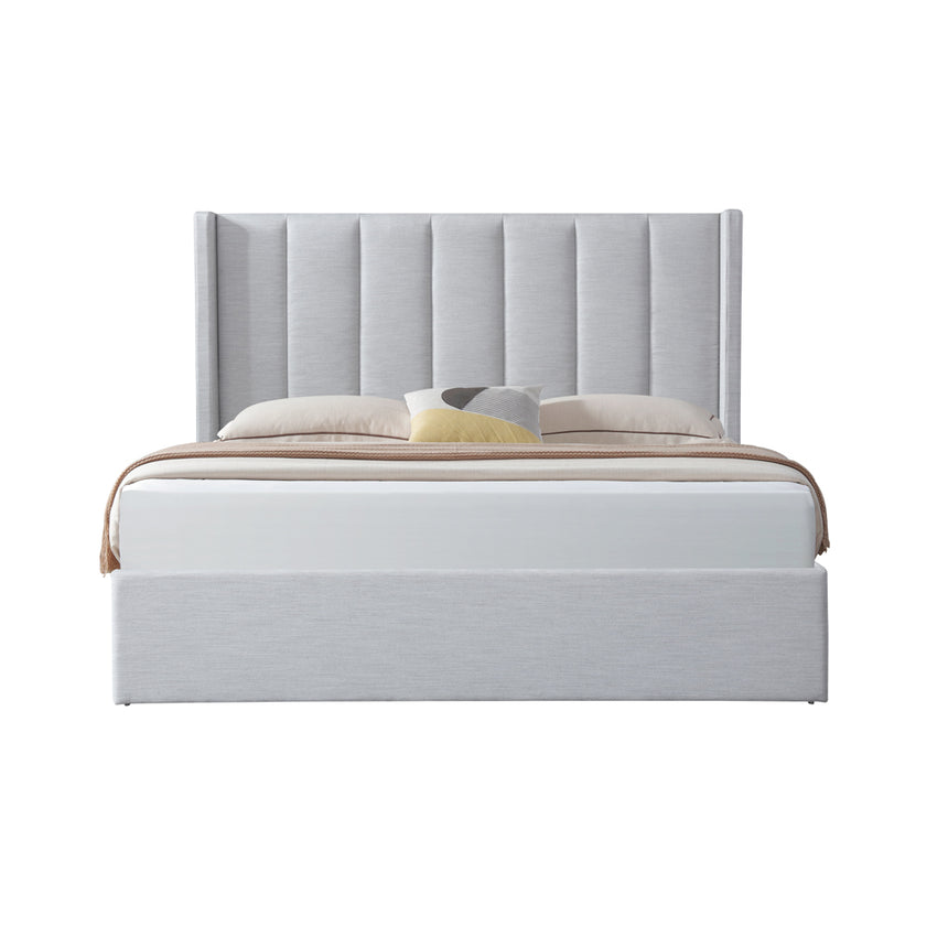 Florence King Bed Frame | Pearl Grey Storage | Myka Home - View 4