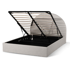 Ex Display - CBD6576-YO Fabric King Bed - Pearl Grey with Storage