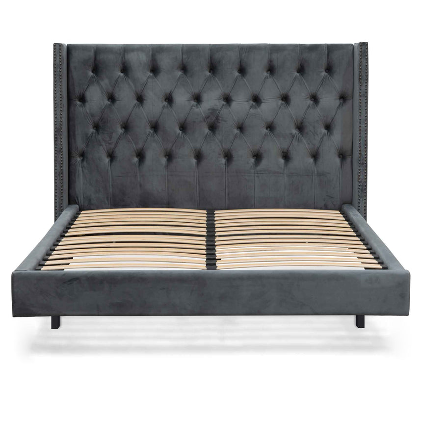 Queen Bed Frame - Charcoal Velvet - View 4