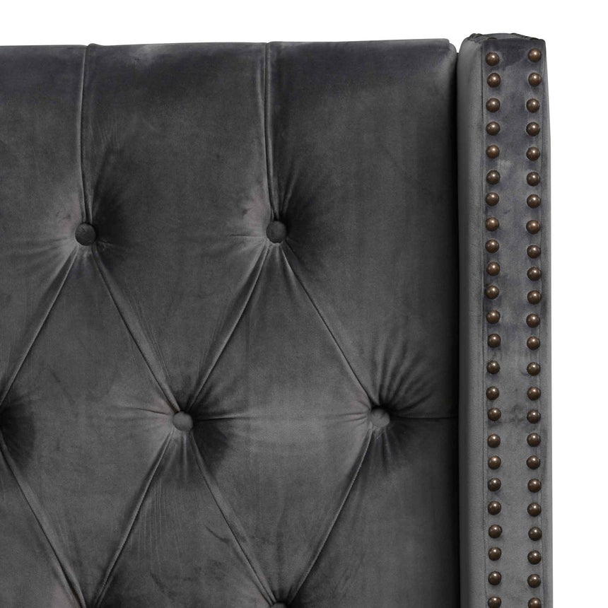 Queen Bed Frame - Charcoal Velvet - View 7