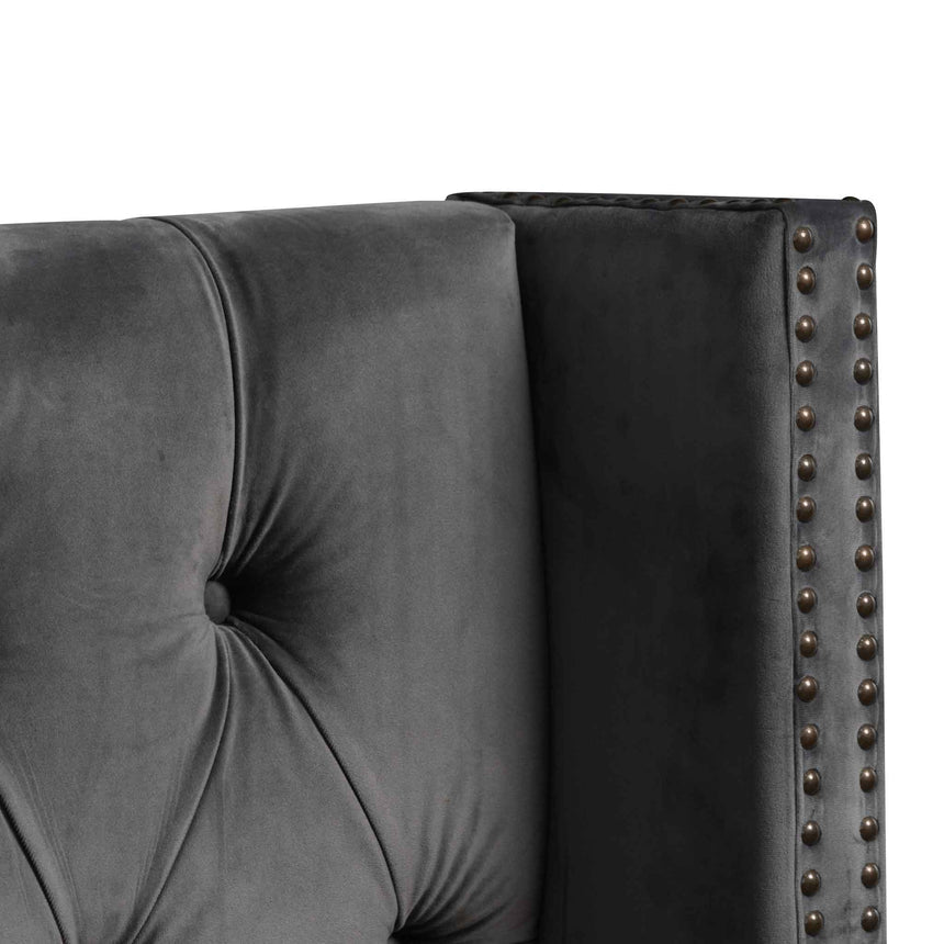 Queen Bed Frame - Charcoal Velvet - View 8