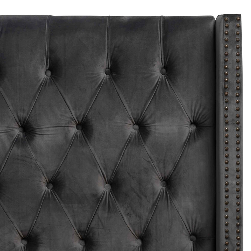 Queen Bed Frame - Charcoal Velvet - View 10