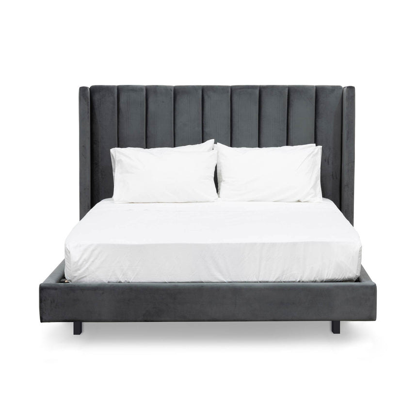 King Bed Frame - Charcoal Velvet - View 2