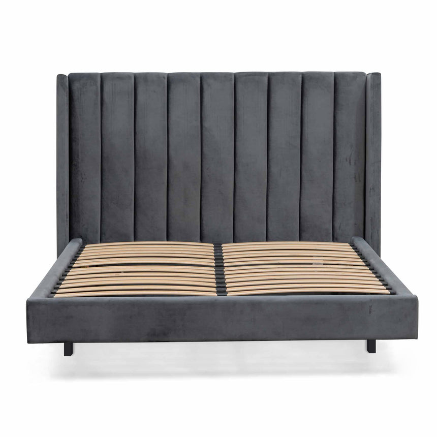 King Bed Frame - Charcoal Velvet - View 3