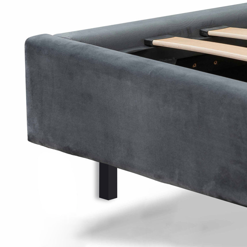 King Bed Frame - Charcoal Velvet - View 5