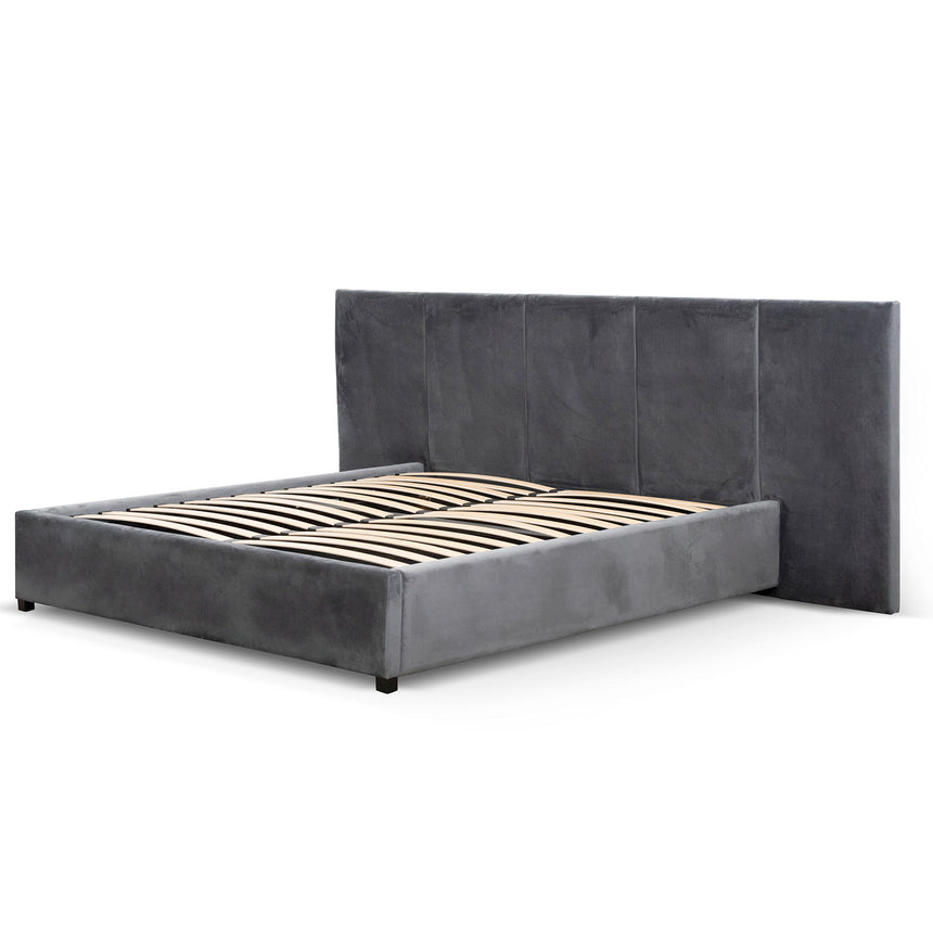 Slate Queen Bed Frame | Charcoal Velvet | Myka Home - View 4