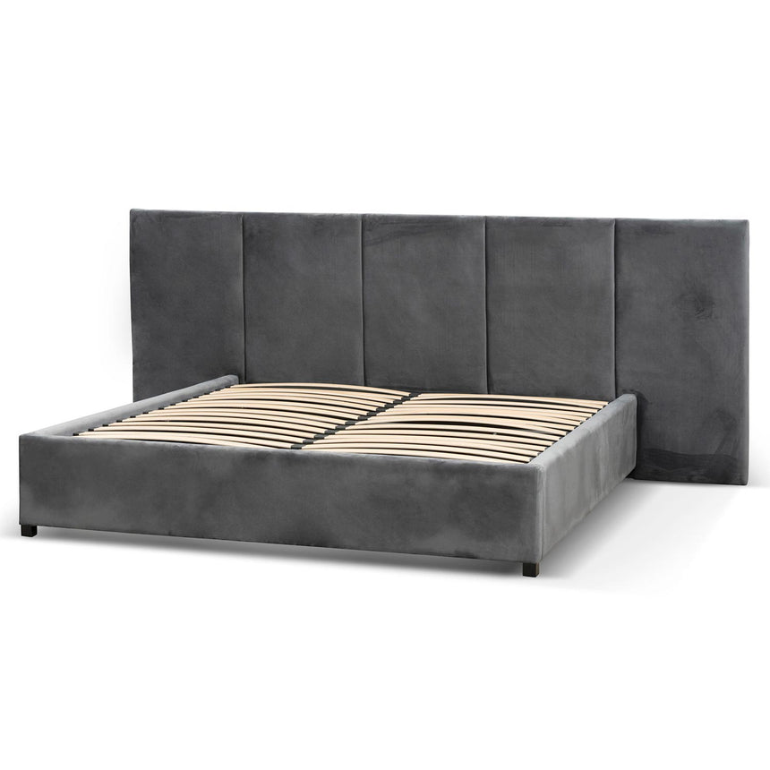 Slate Queen Bed Frame | Charcoal Velvet | Myka Home - View 6