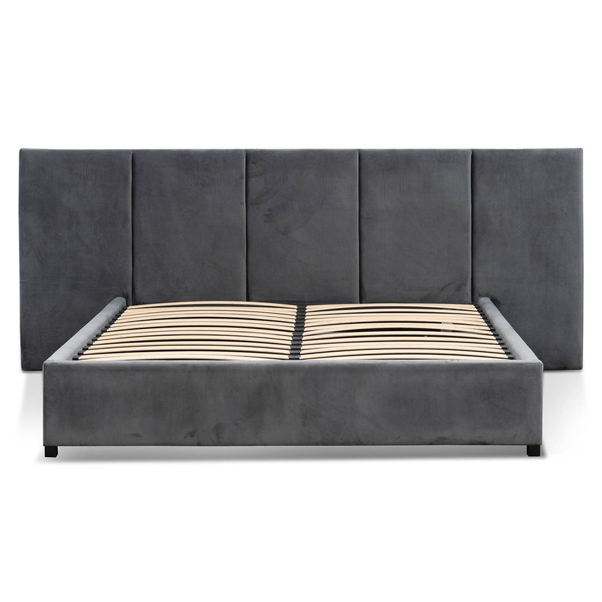 Slate Queen Bed Frame | Charcoal Velvet | Myka Home - View 7